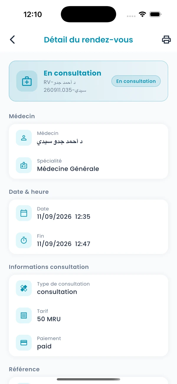 Medi App : détail d'un rendez-vous